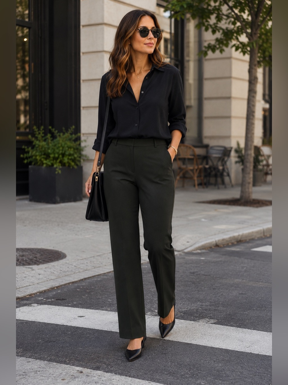 Quince Olive Green Ultra Pointe Straight-Leg High-Rise Pull On Trousers Size XL